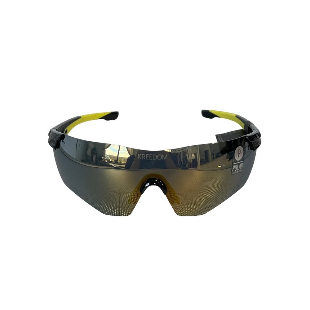 Kreedom Polarized Sports Sunglasses UV Protection Yellow Black Frame Cycling NEW